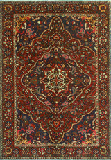 Fine Vintage Distressed Payden Red/Navy Rug, 6'8 x 9'6