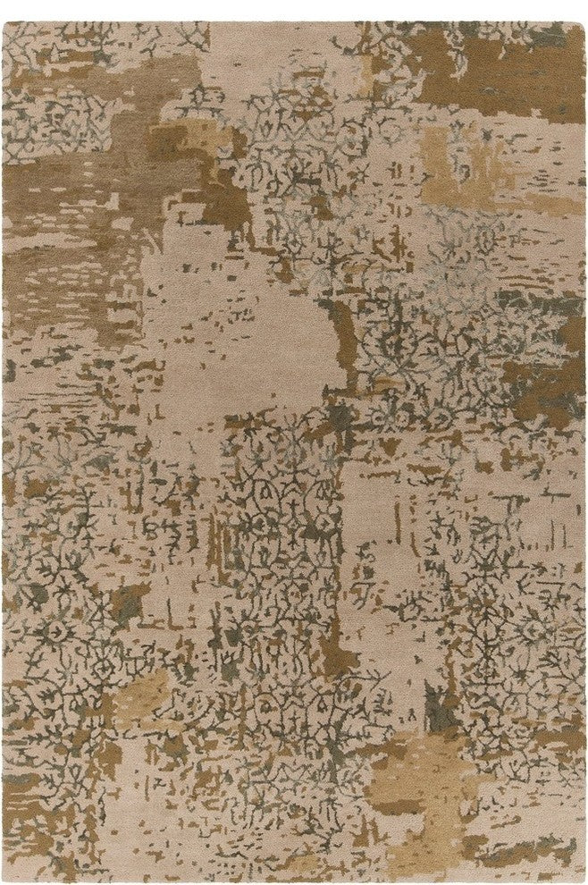 Rupec Contemporary Area Rug, Beige and Green, 5'x7'6"