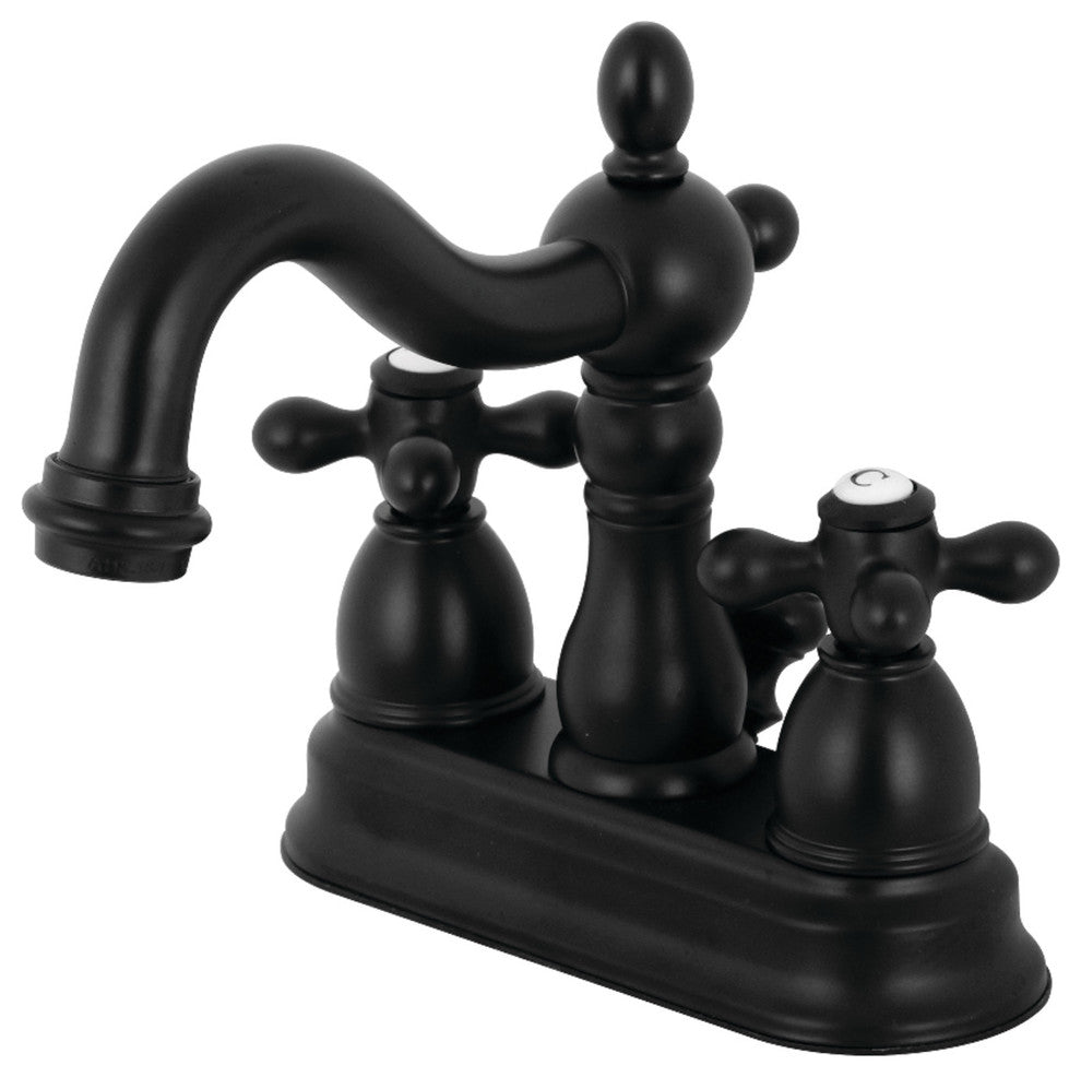 Kingston Brass 4" Centerset Bathroom Faucet With Plastic Pop-Up, Matte Black