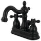 Kingston Brass 4" Centerset Bathroom Faucet With Plastic Pop-Up, Matte Black
