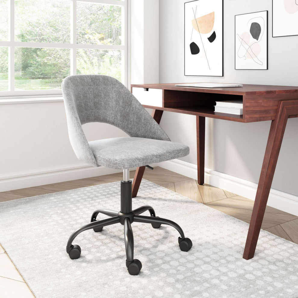 Computer Work Chair, Steel Metal, Gray, Black, Home Business Office