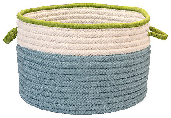 Colonial Mills Basket, The Band Storage Bins Light Blue and Bright Green Round