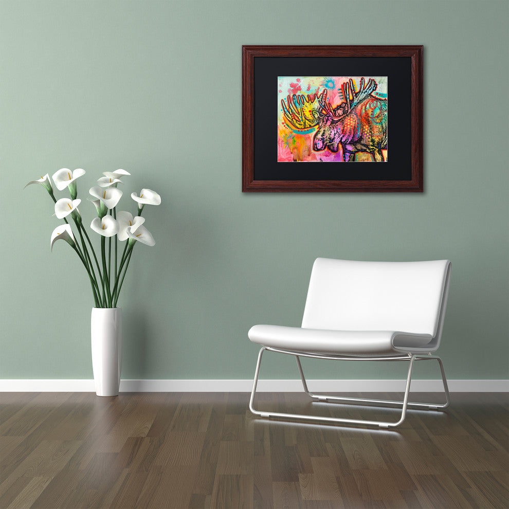 Dean Russo 'Moose' Art, Wood Frame, Black Mat, 20x16