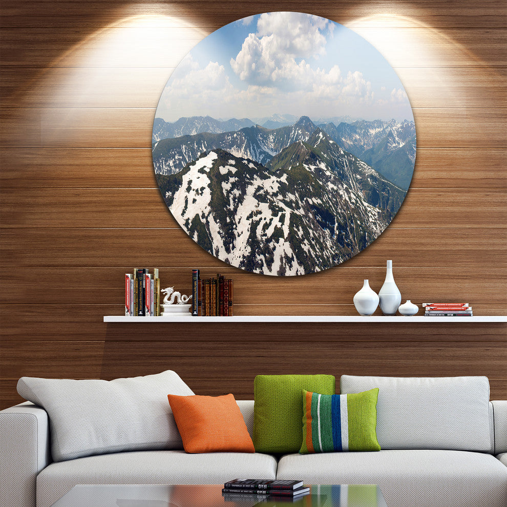 Green Mountains In Spring Panorama, Landscape Round Wall Art, 23"