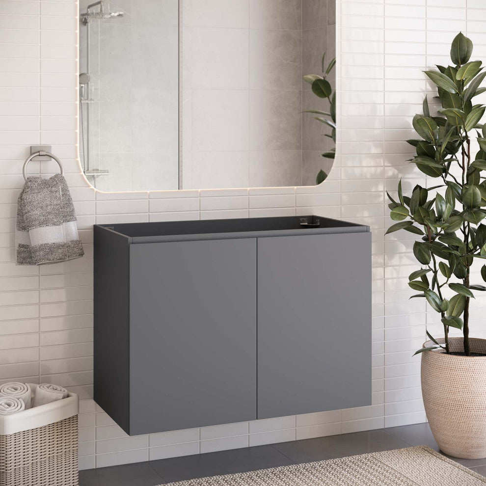 Vitality 36" Wall-Mount Bathroom Vanity, Gray