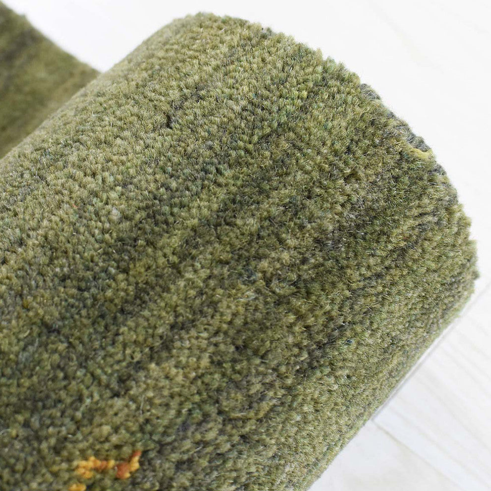 HAND KNOTTED LOOM WOOL ECO-FRIENDLY AREA RUGS - Rectangle, Green, Contemporary