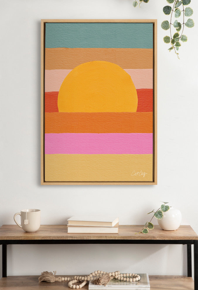Sylvie Sunset Waves Framed Canvas by Cat Coquillette, Natural 23"x33"