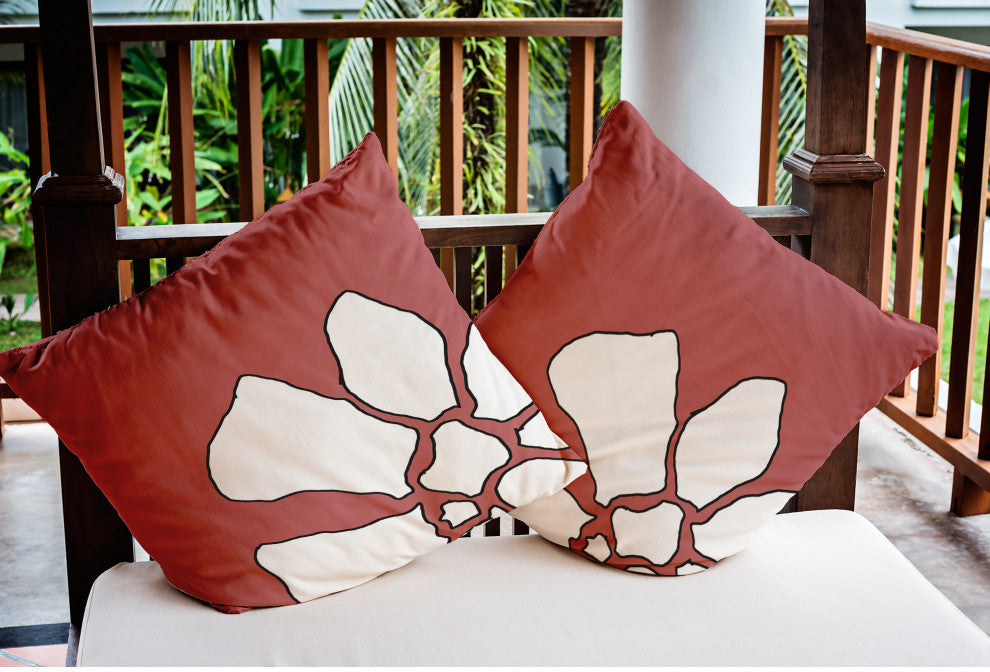 Petal Lines Indoor/Outdoor Throw Pillow, Coral, 18x18"