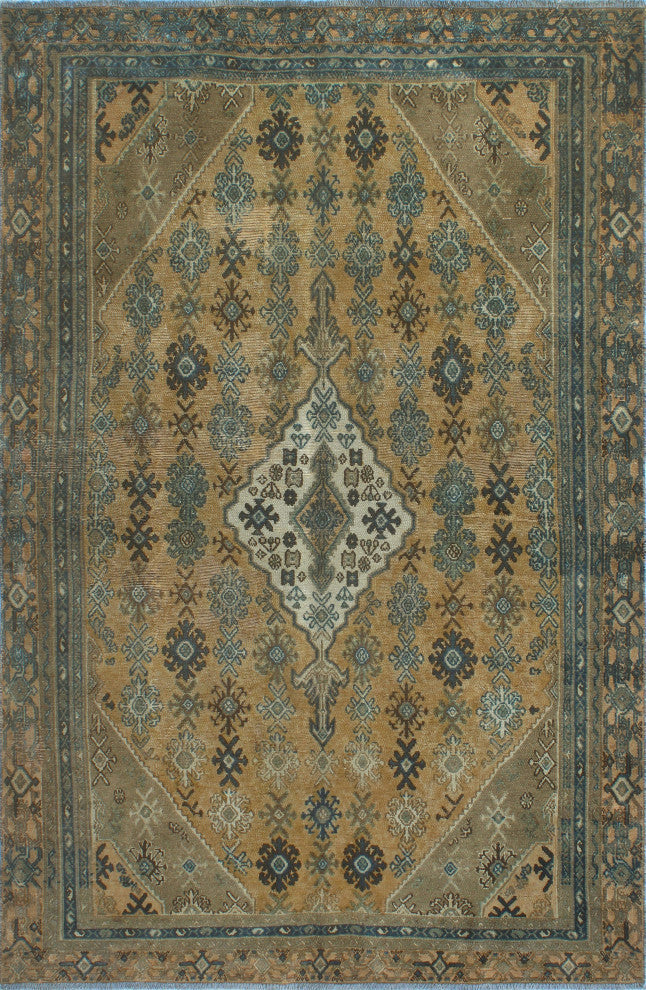 Semi-Antique Abdullat Rust/Peach Rug, 5'11x9'4