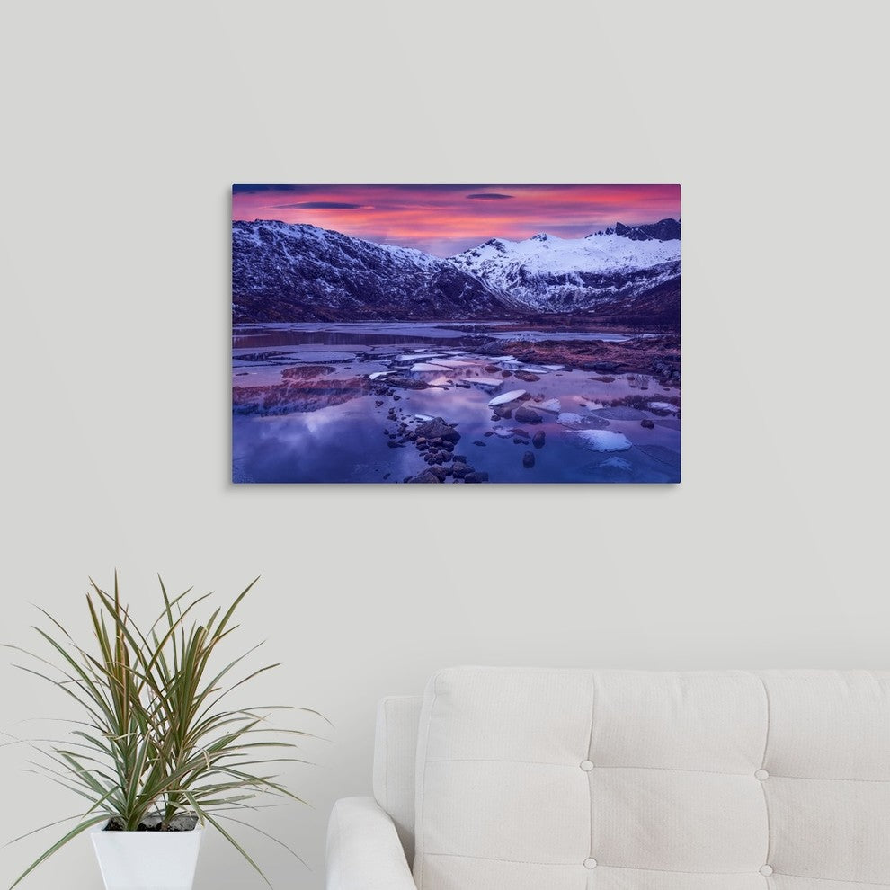 "Lofoten Blue Sunset" Wrapped Canvas Art Print, 24"x16"x1.5"