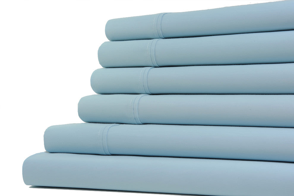 Kathy Ireland Home 1200 Thread Count 6 Piece Sheet Sets, 6 Colors, Sky Blue, Full