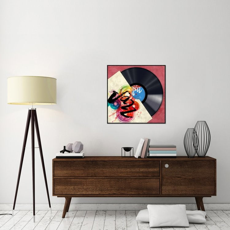 "Vinyl Club, Jazz" Framed Canvas Giclee by Steven Hill, 31x31"