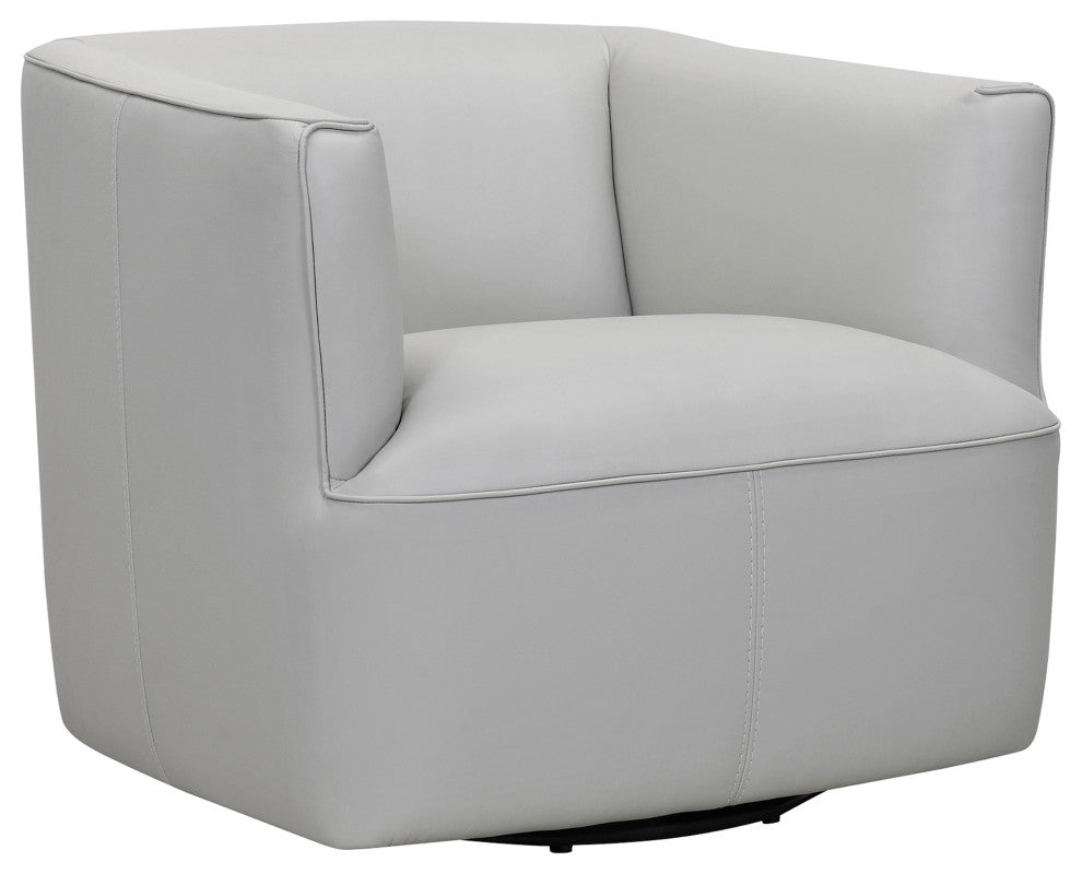 Whitney 45-Degree Return Swivel Genuine Leather Barrel Chair