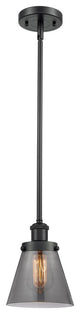 Small Cone 1-Light Pendant, Matte Black, Plated Smoke