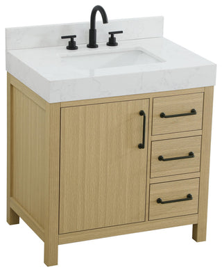 Home Living 32" Single Bathroom Vanity, Honey Brown With Backsplash