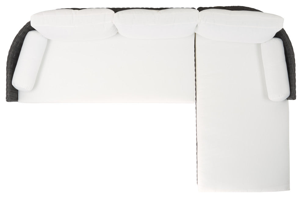 Safavieh Couture Indoor-Outdoor Anguilla Wicker Chaise Sofa, Dark Grey/White