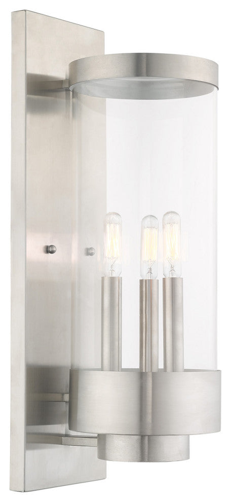 Livex Lighting Hillcrest 3 Light Brushed Nickel Large Outdoor Wall Lantern