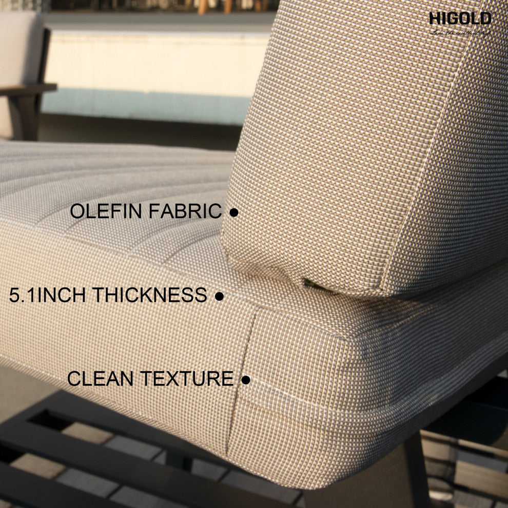 Emoti Aluminum Teak Patio Single Sofa - Series 6977