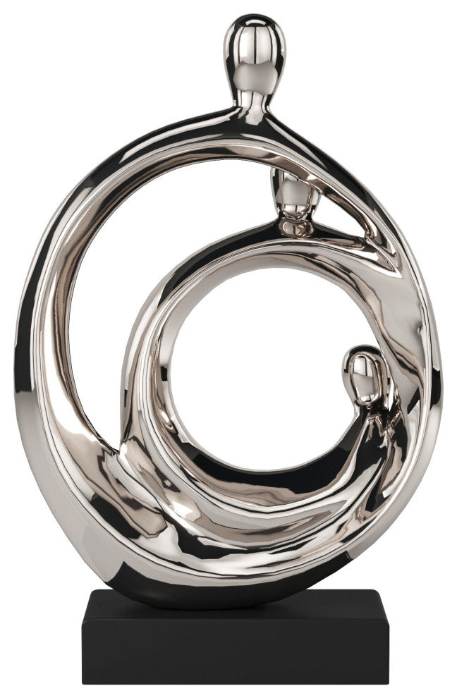 Modern Silver and Black Family Trio Sculpture
