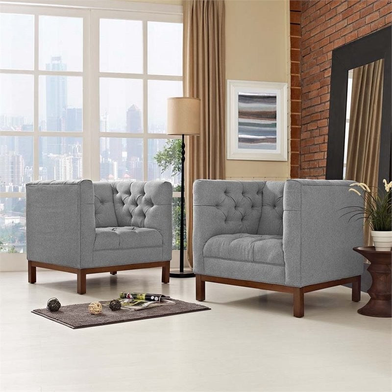 Modern Expectation Gray Panache Living Room Set Upholstered Fabric, 2-Piece Set