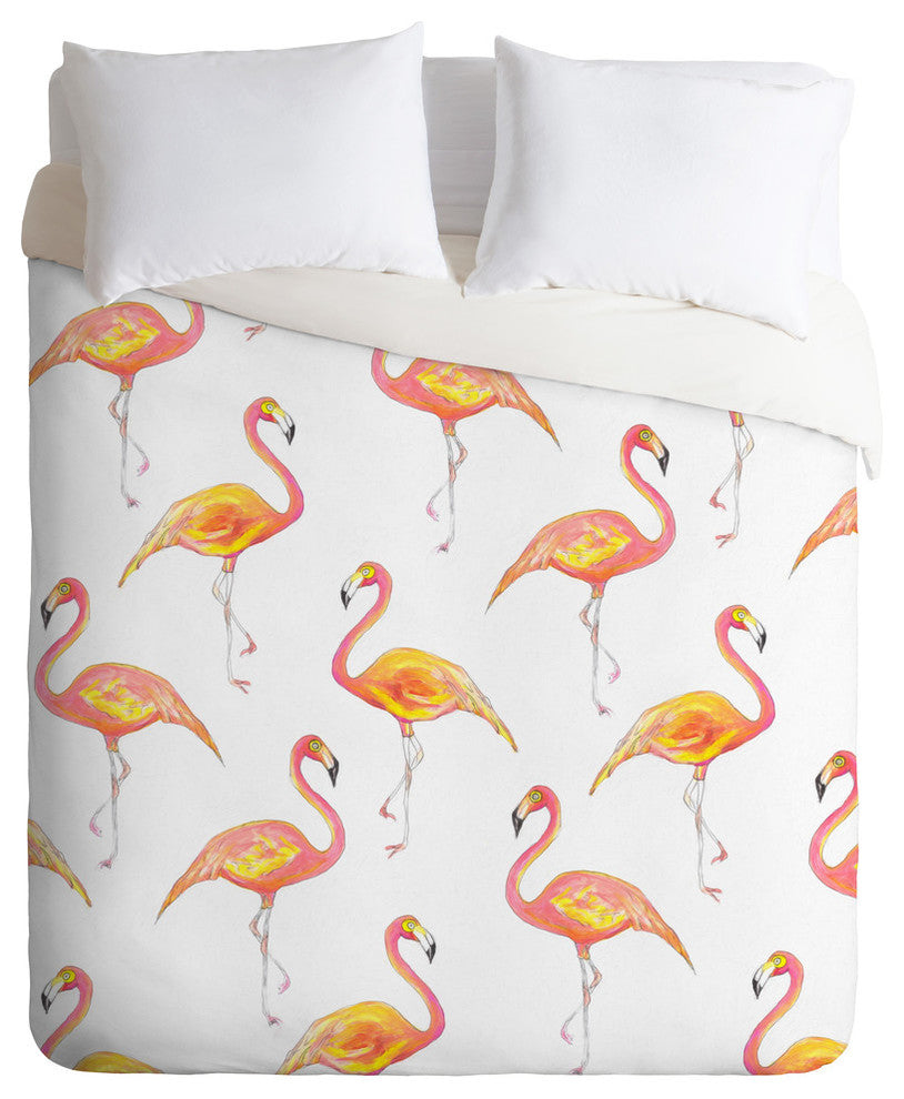 Deny Designs Sophia Buddenhagen The Pink Flamingos Duvet Cover Set