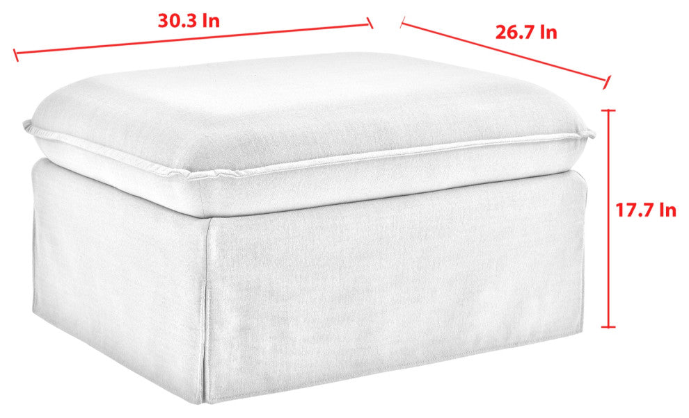 Rustic Manor Arleth Ottoman, Upholstered, Linen, Pure White