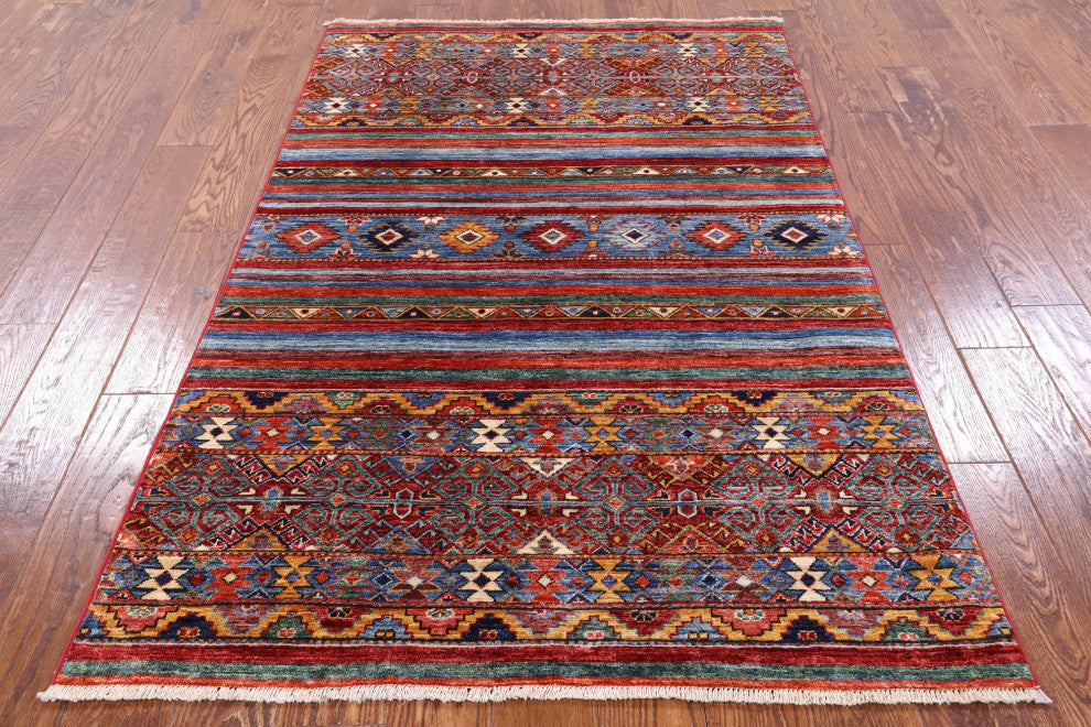 3' 10" X 6' 0" Hand-Knotted Khorjin Super Kazak Rug Q5228