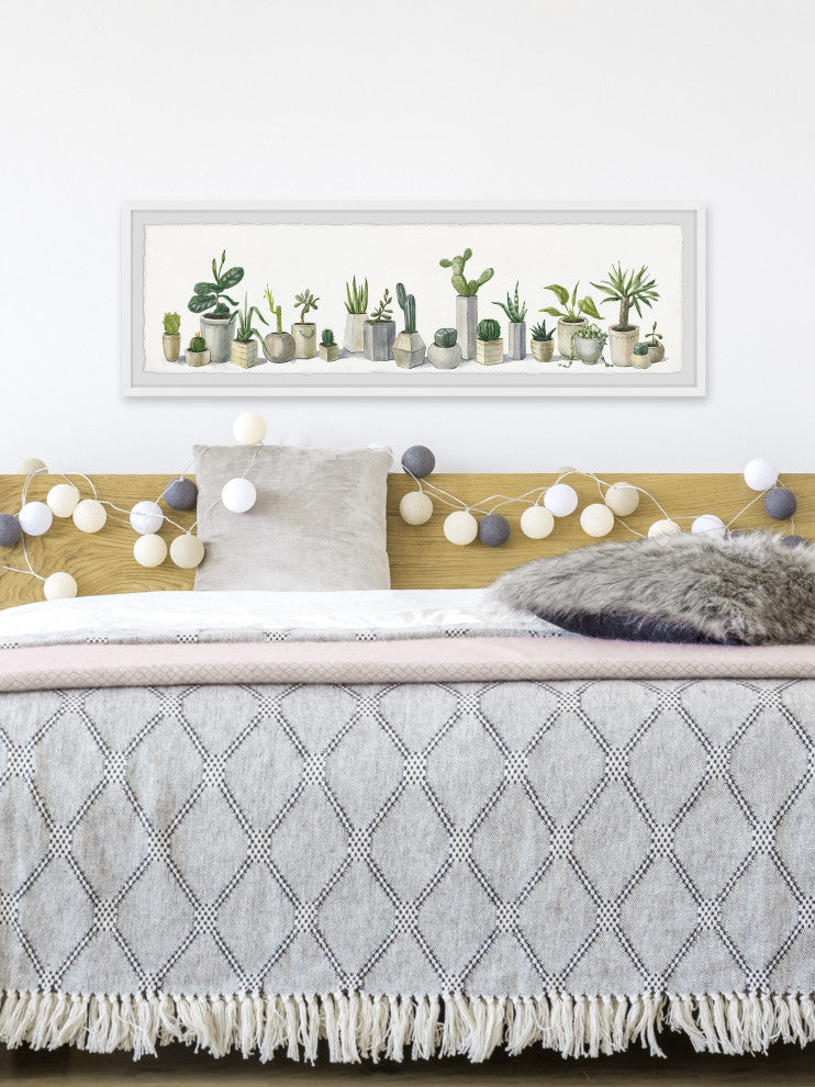 "Splendid Succulents" Framed Painting Print, 45x15