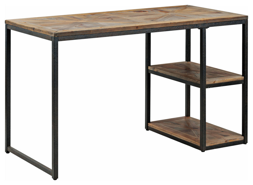 Kiara Reclaimed Wood Writing Desk, Rustic Black
