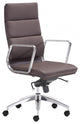 Chrome and White Faux Leather Leather High Back Office Chair