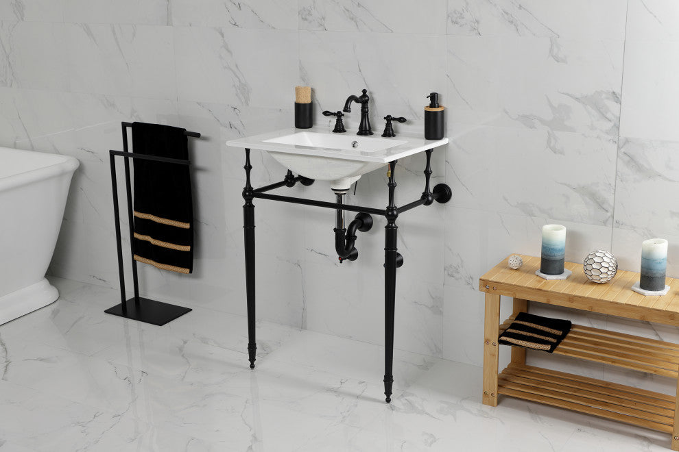 Fauceture KVPB24187W8MB 24" Console Sink, Legs, 8", 3 Hole