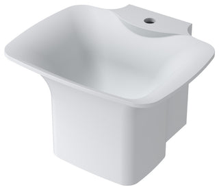 20" Polystone Circular Wall-Mount Sink, Glossy White, No Faucet