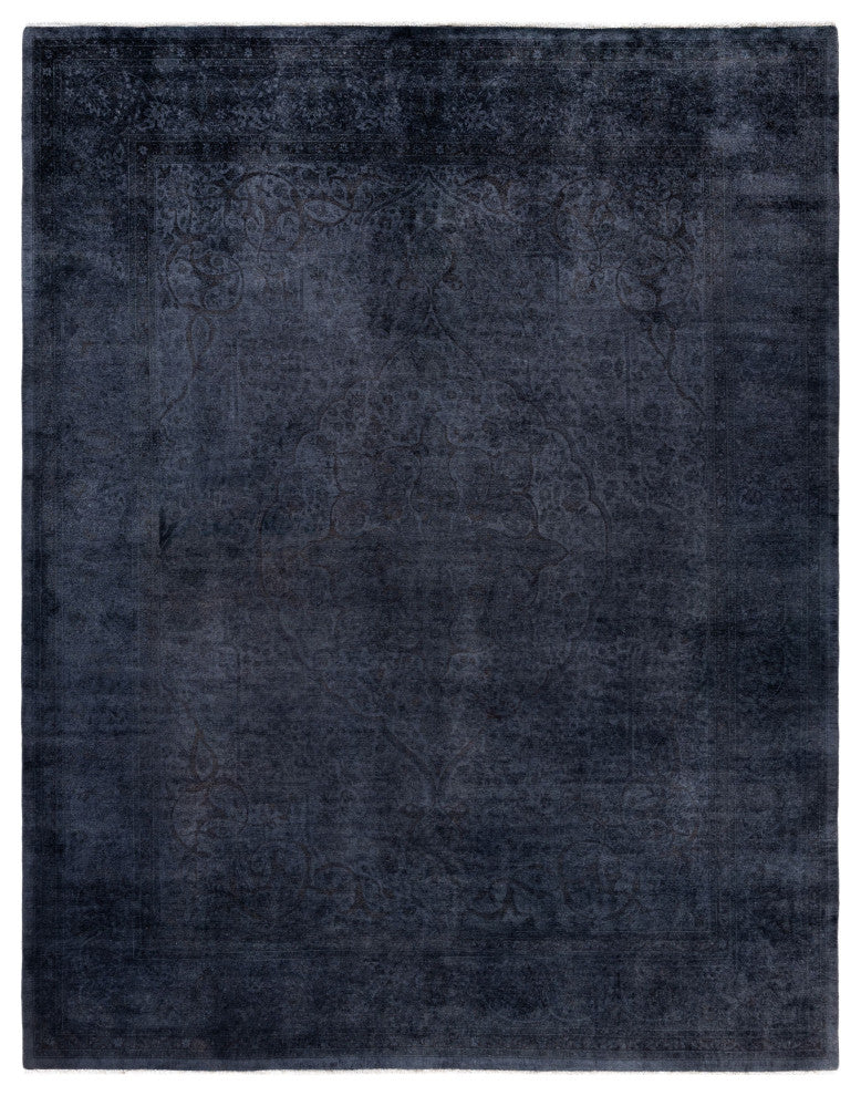 Overdyed One-of-a-Kind Hand-Knotted Area Rug Black, 8' 1" x 10' 4"