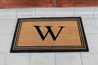 A1HC Black/Beige Coir Monogrammed Doormat 24"x39" , W
