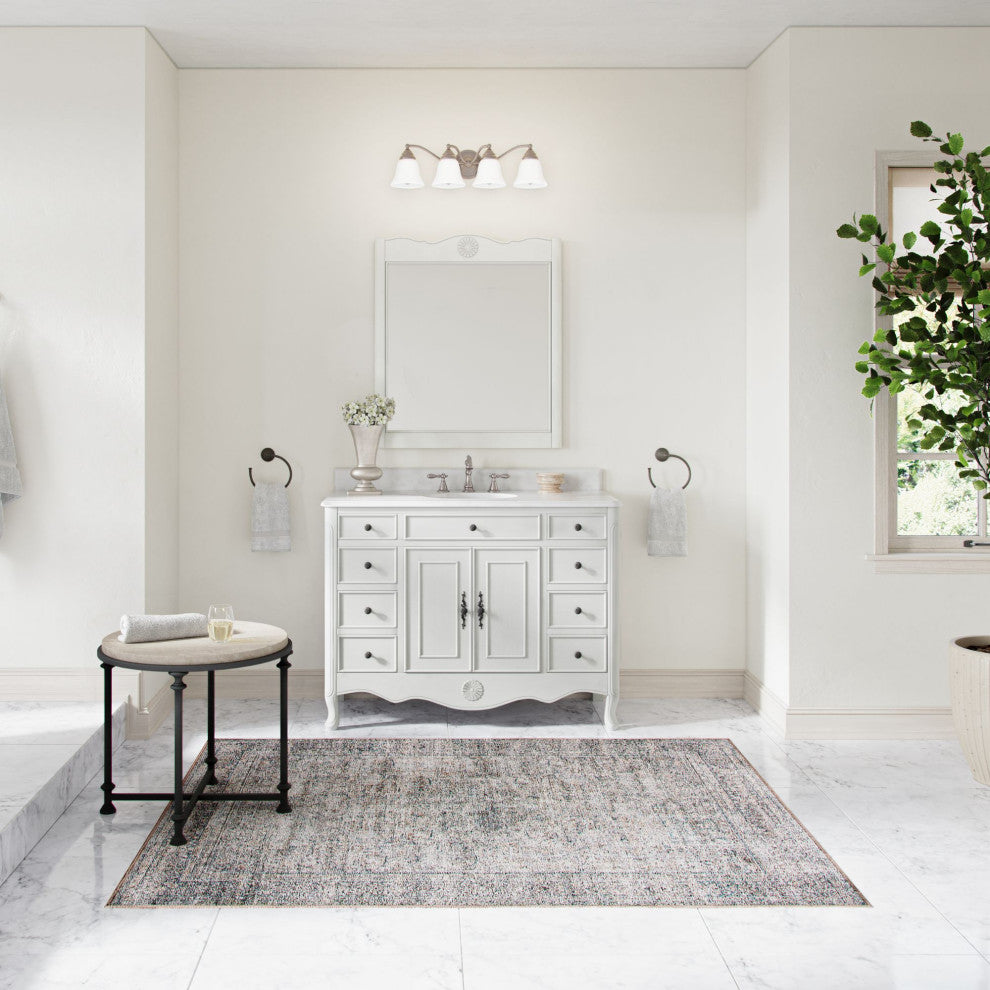 Sadie Bathroom Vanity, Antique White, 46.5", Single Sink, Freestanding