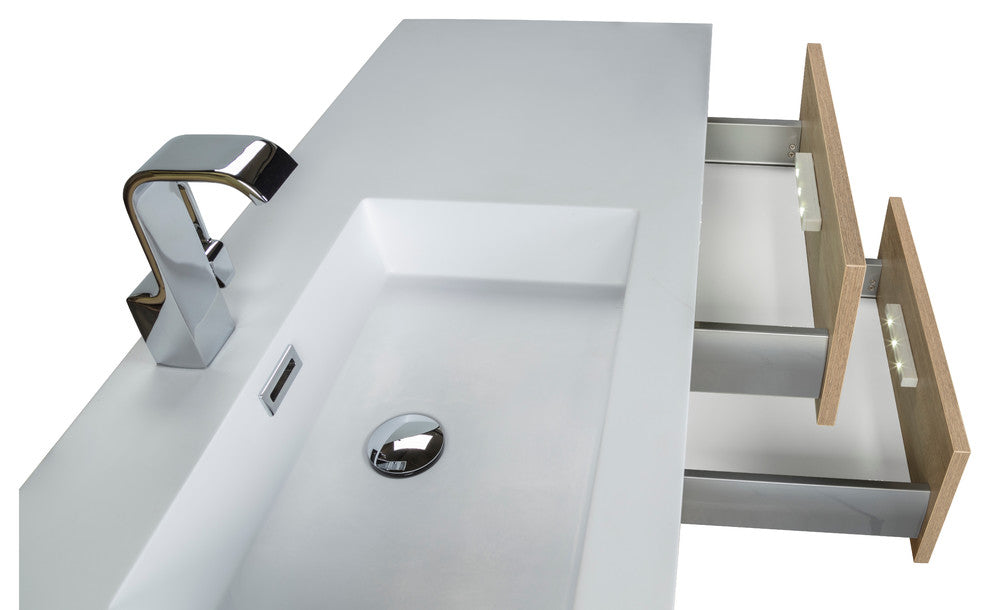 Beachwood 42" Wall Mount Bathroom Vanity, Light Wood