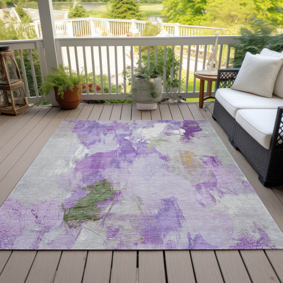 Machine Washable Indoor/Outdoor Chantille ACN1914 Purple 2'6" x 3'10" Rug
