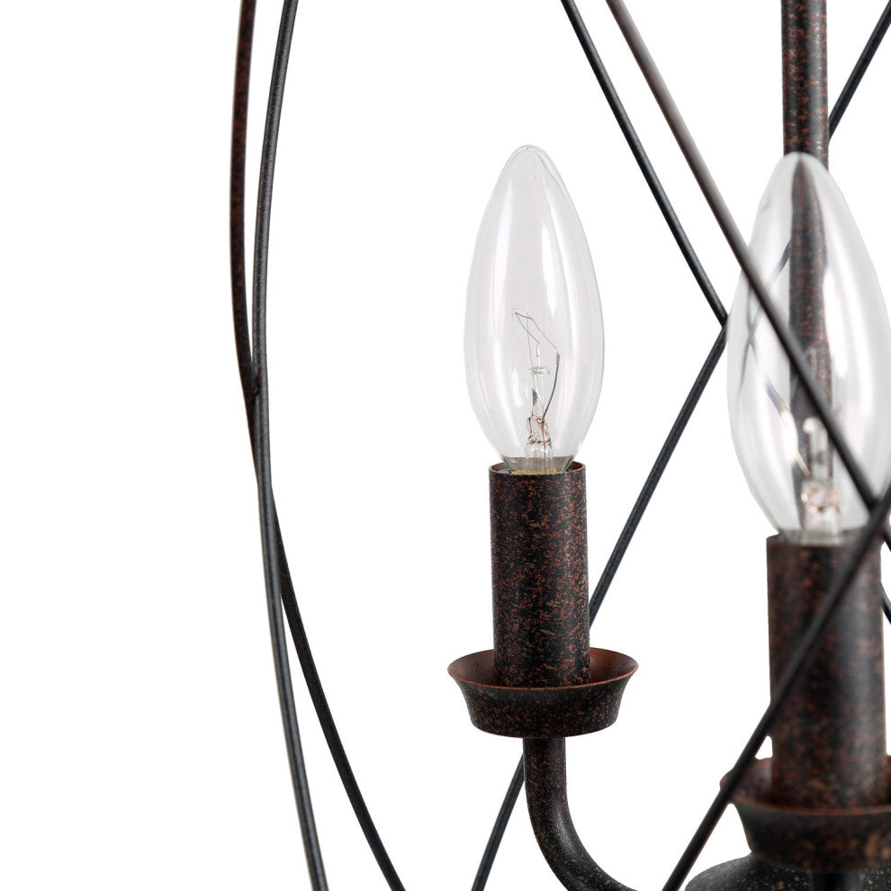 3-Light Farmhouse Chandelier, Metal Cage Foyer Pendant Light