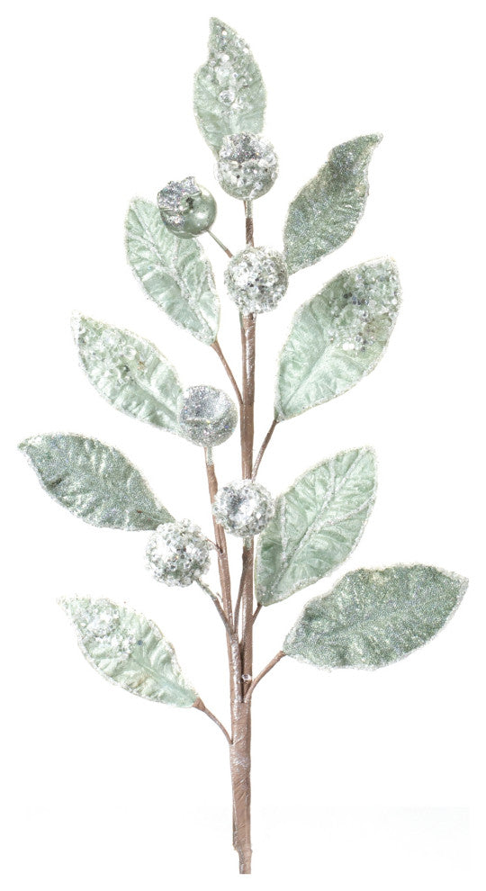 Glittered Pod Leaf Spray, Set of 2