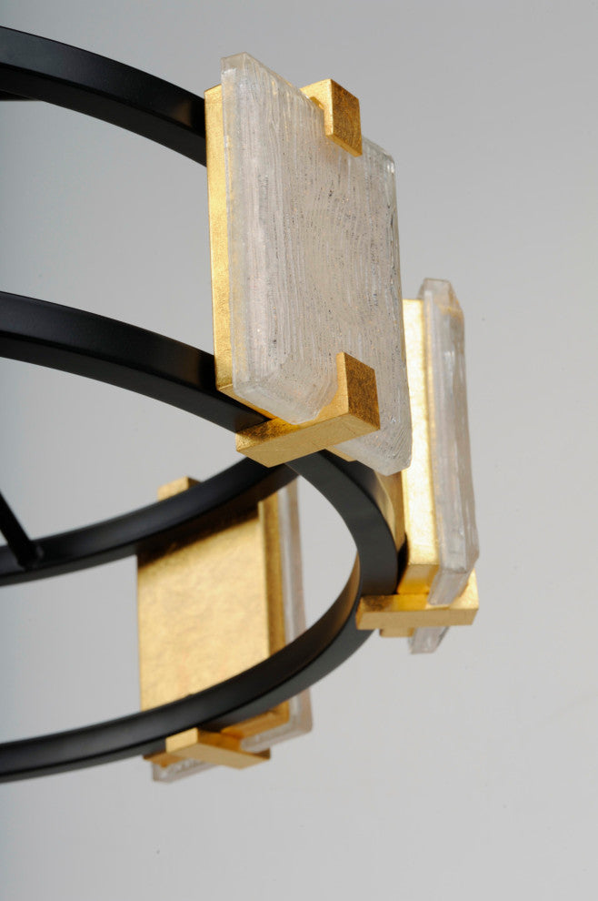 Maxim 39535 Radiant 9 Light 27"W LED Ring Chandelier - Black / Gold Leaf /