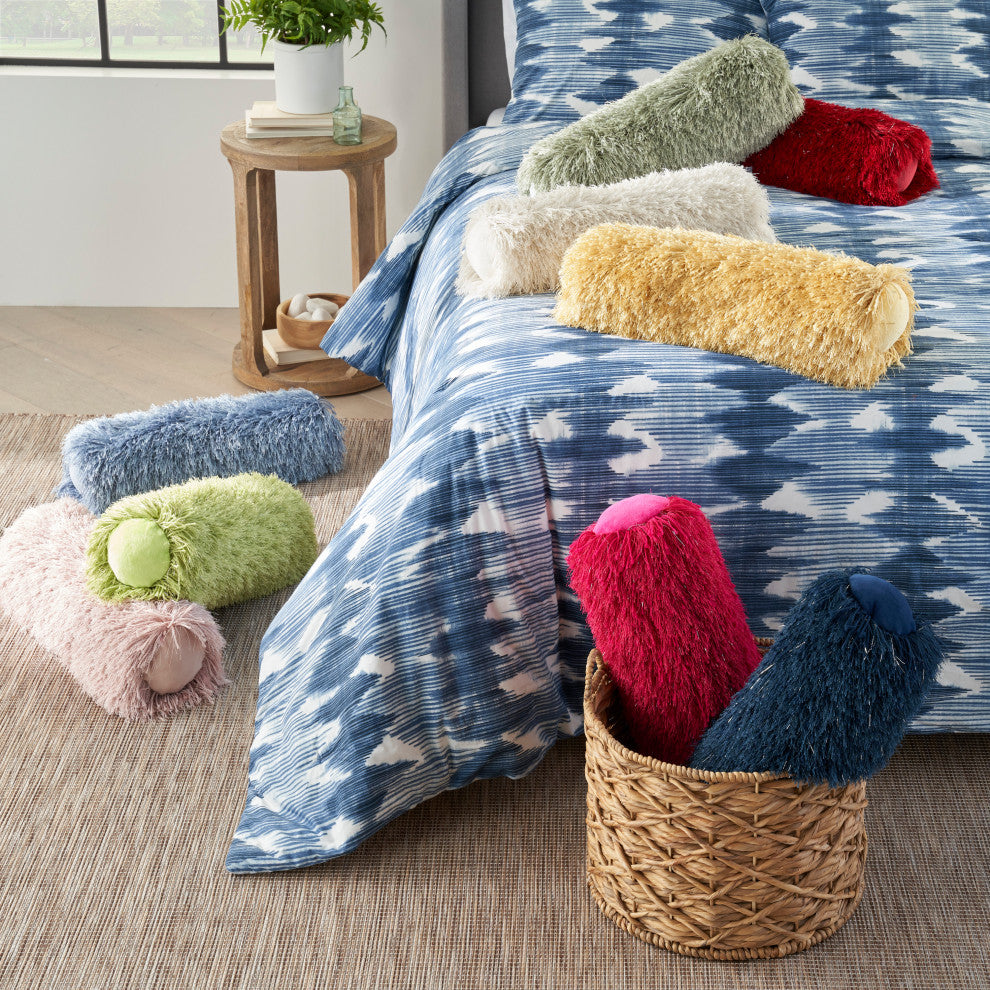 Nourison Home 5"x20" Mina Victory Shag Yarn Shimmer Shag Hot Pink Throw Pillow