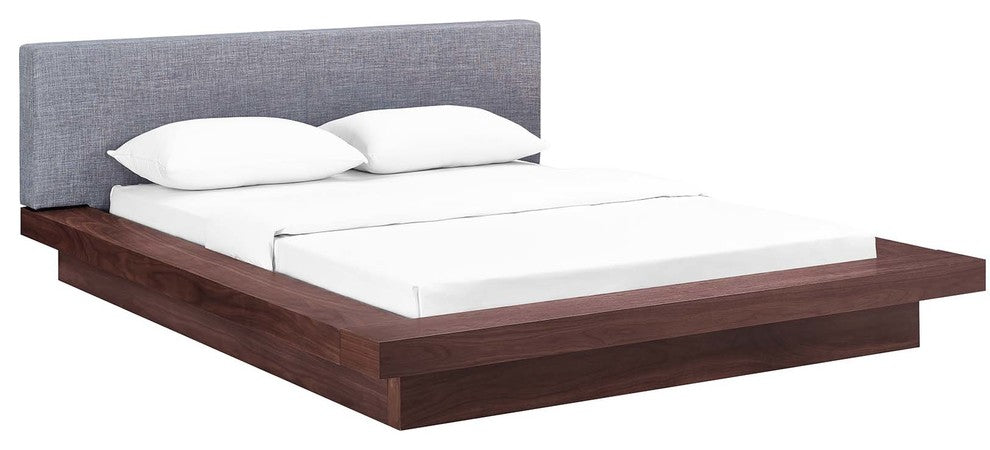 Walnut Gray Freja Queen Fabric Platform Bed