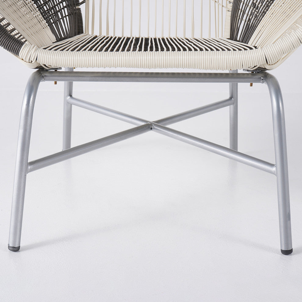 Outdoor PE Rattan Patio Chair Armchair With Cushion Pillow, Set of 2