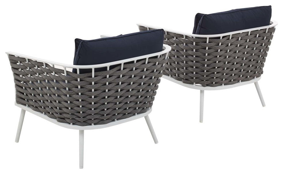 Stance Armchairs Outdoor Patio Aluminum, Set of 2, Navy