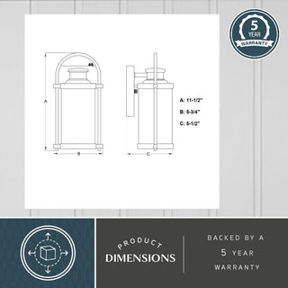 Winfield 1 Light Dusk to Dawn Matte Black Wall Lantern, 5.75"wx11.5"hx5.5"d