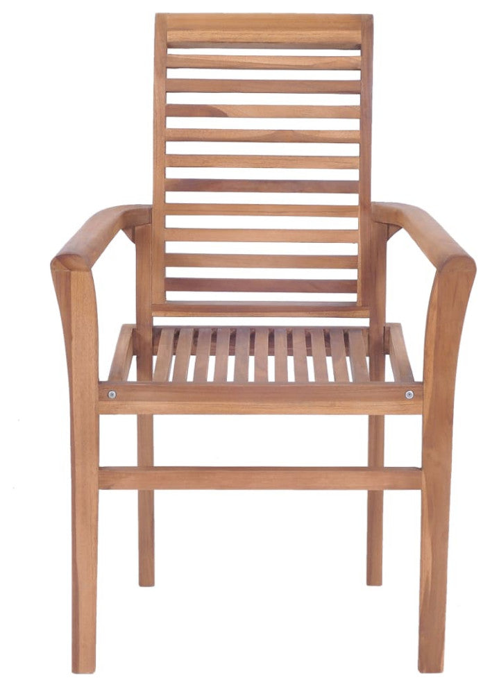 vidaXL Dining Chairs 4 Pcs Stacking Accent Kitchen Living Room Chair Solid Teak