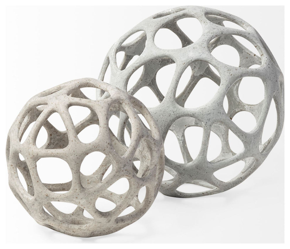 Spiro 7Lx7W Off-White Hollow Decorative Orb
