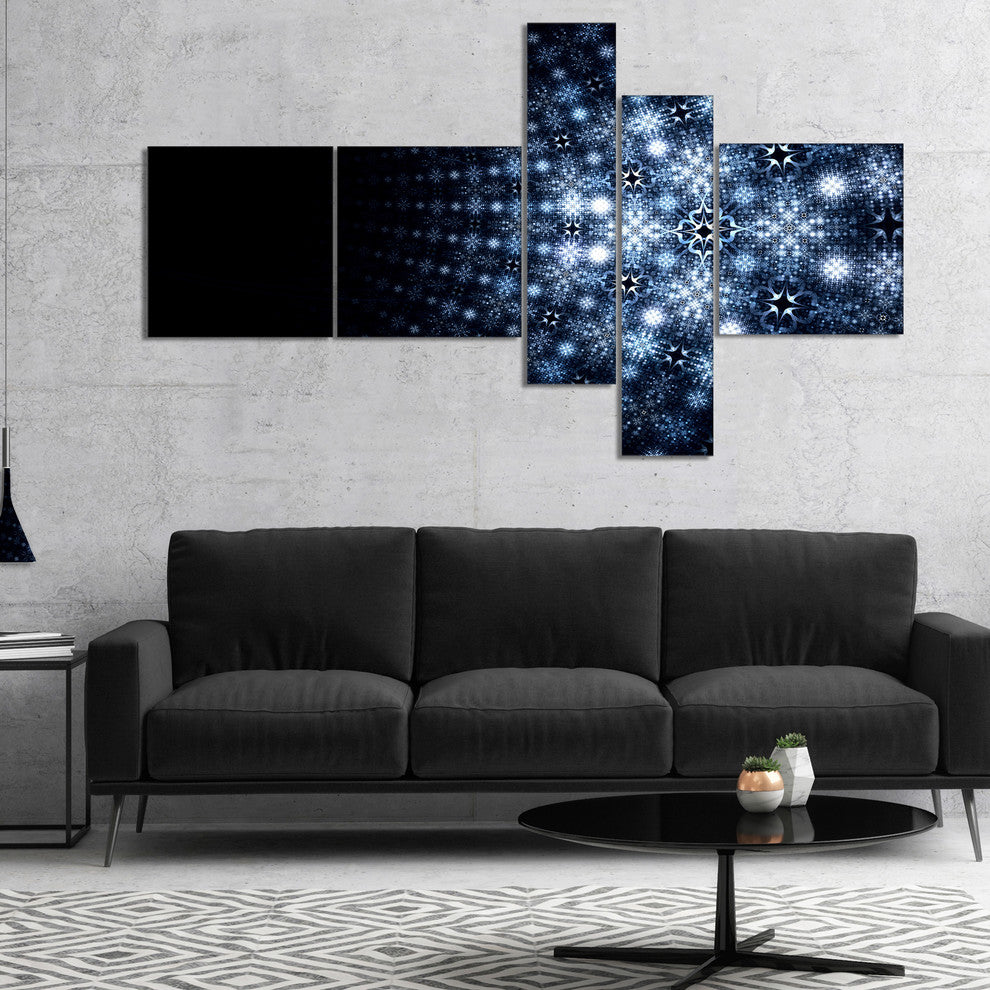 Digital Fractal Flower Perspective, Abstract Wall Art Canvas, 60"x32", 5 panels