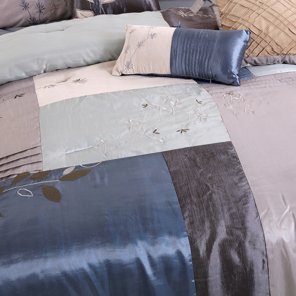 Back to Nature Comforter Set, Blue, Cal King, 7-Pc