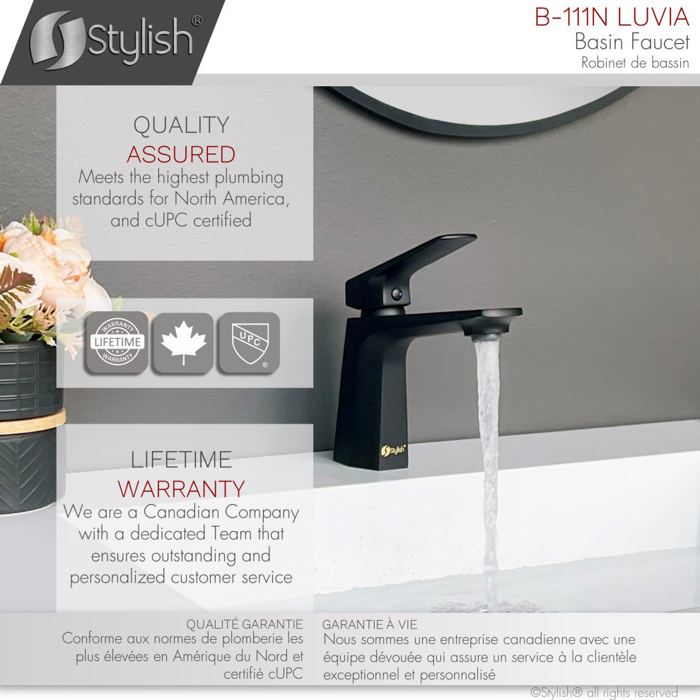 STYLISH Single Handle Bathroom Faucet - Matte Black